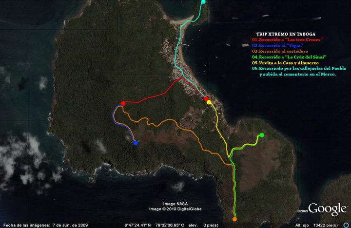 Satellite map of the Extreme Trip route in Taboga